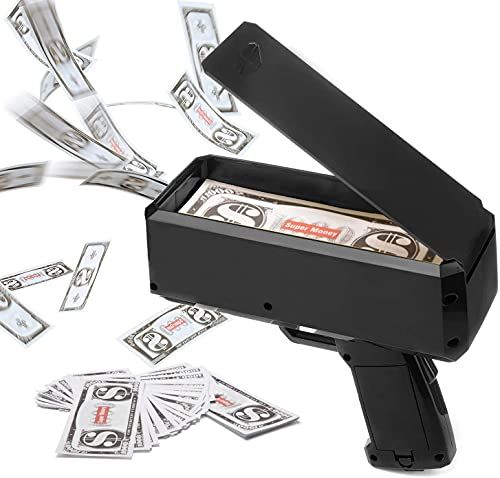 Rain Money Gun Paper Spary Machine Toy Gun Money Gun with 100 Pcs Play Money Cash Gun Party Supplies (Money glue Gun